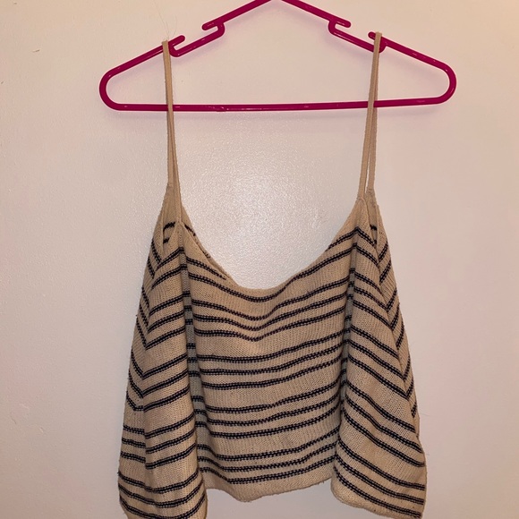 Sweater material navy and cream striped tank! - Picture 2 of 2